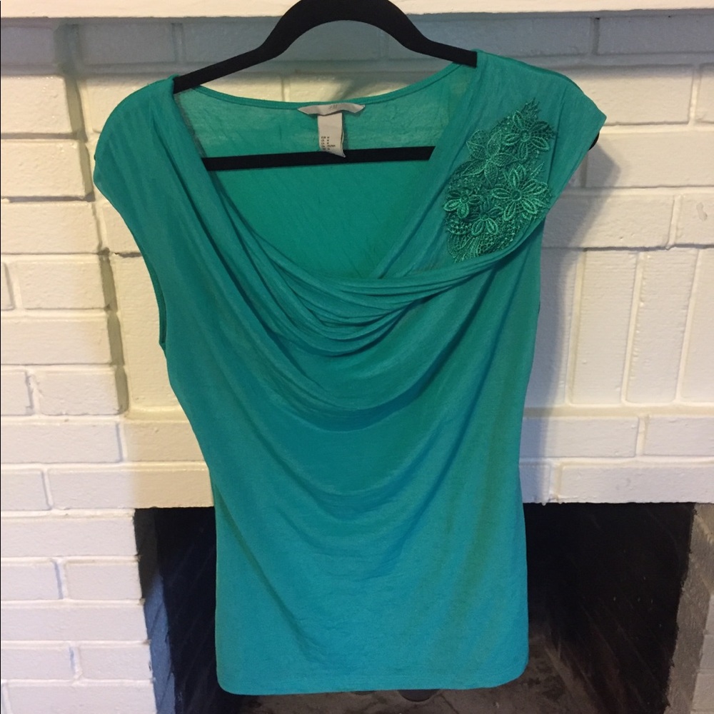 H&M Green Cowl Neck Top